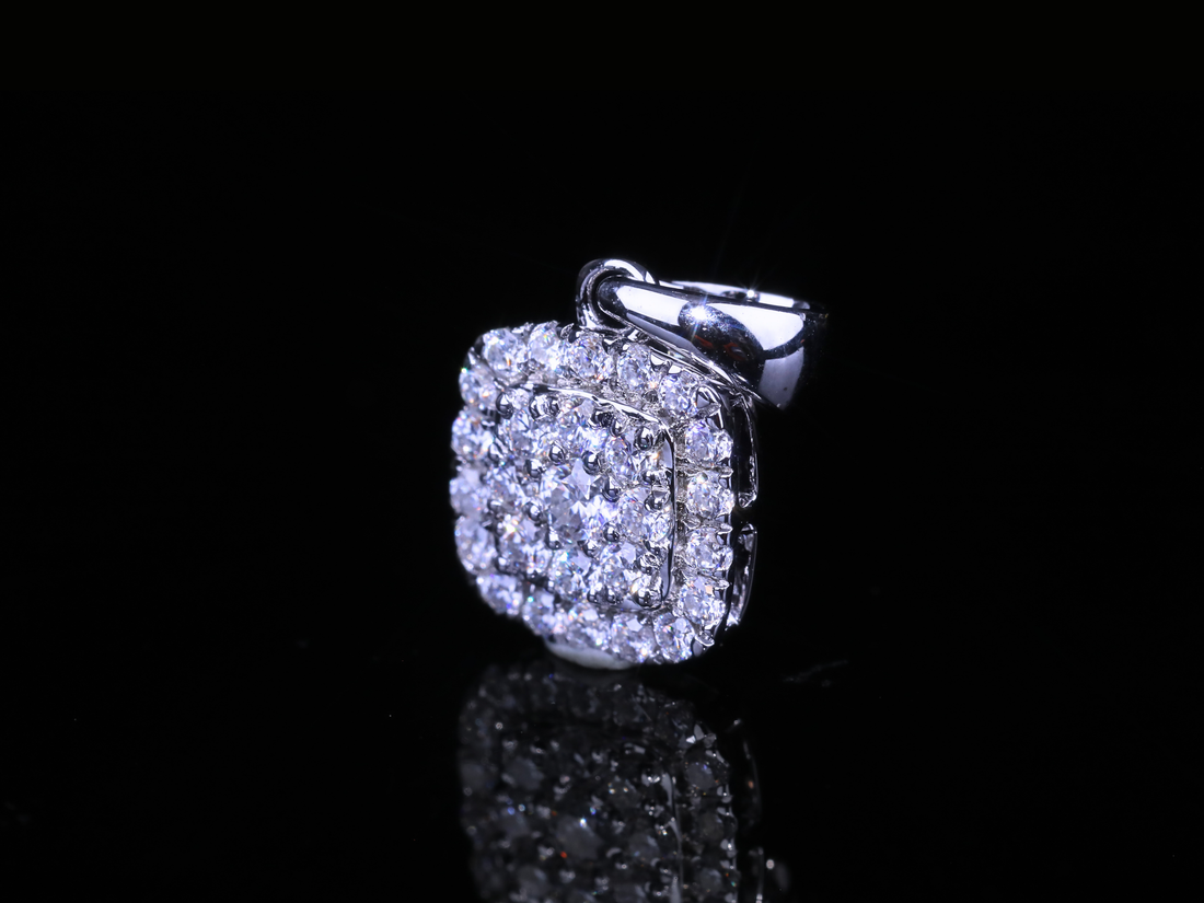 Square Halo Diamond Pendant | 18K, 14K, 10K Gold & Silver