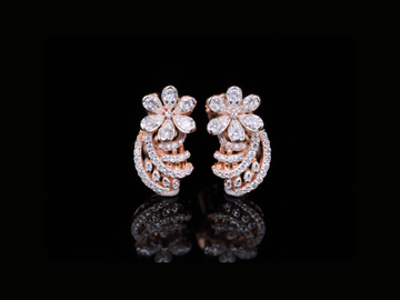 Luxury Diamond Floral Swirl Earrings | 18K, 14K, 10K Gold & Silver