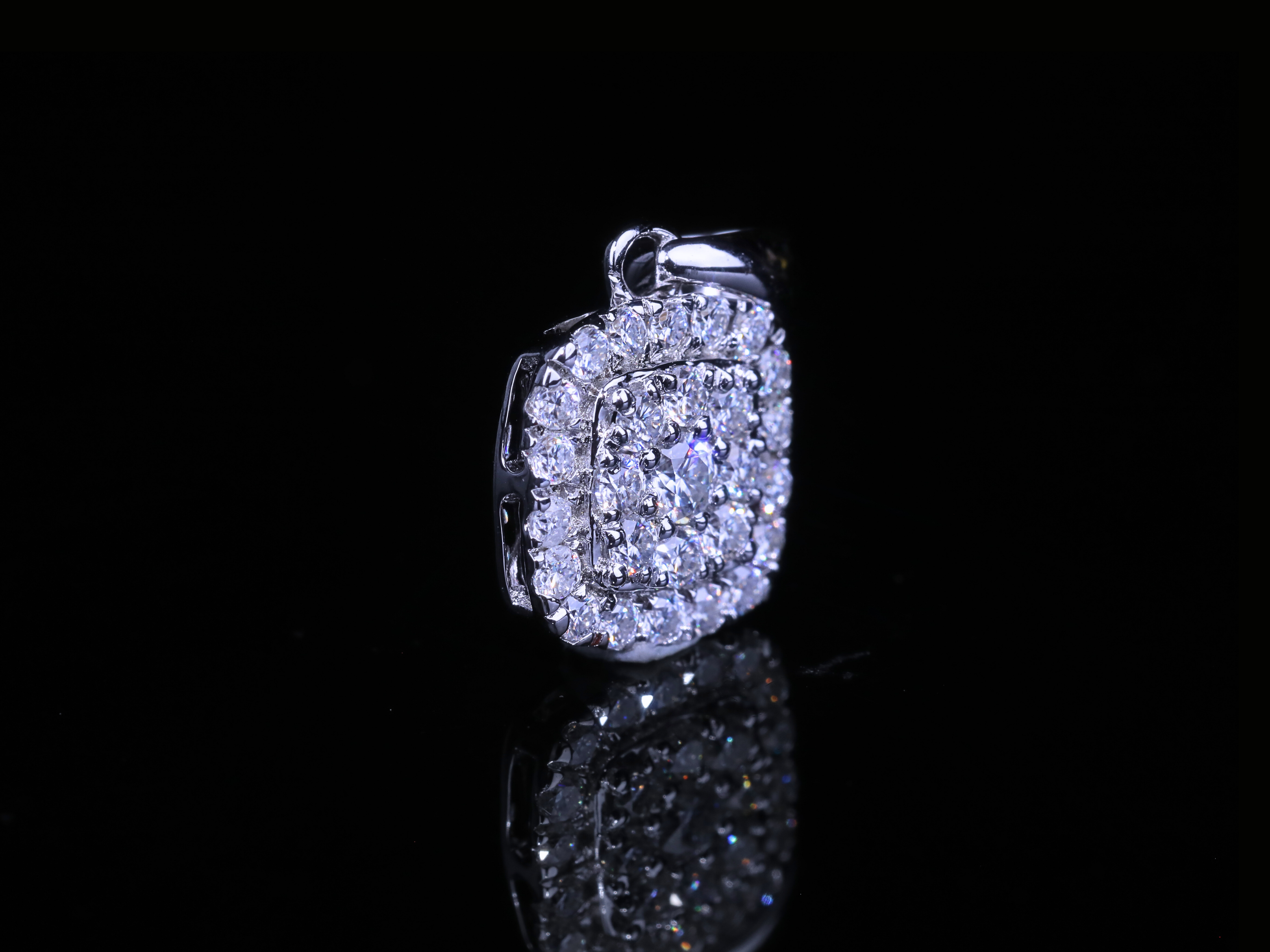 Square Halo Diamond Pendant | 18K, 14K, 10K Gold & Silver