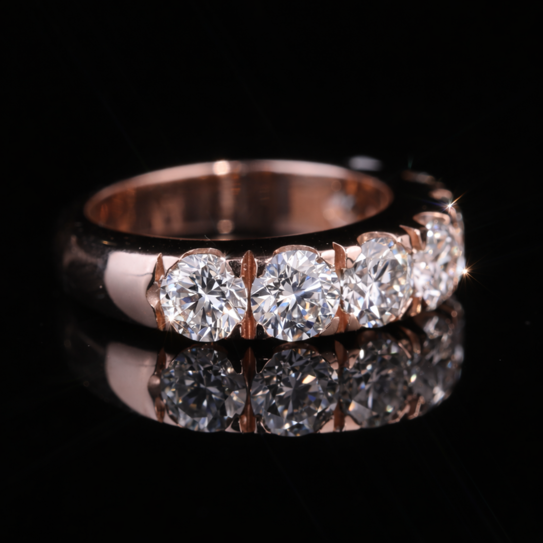 Round Cut Moissanite Eternity Band in 18KT, 14KT, 10KT Gold & Silver
