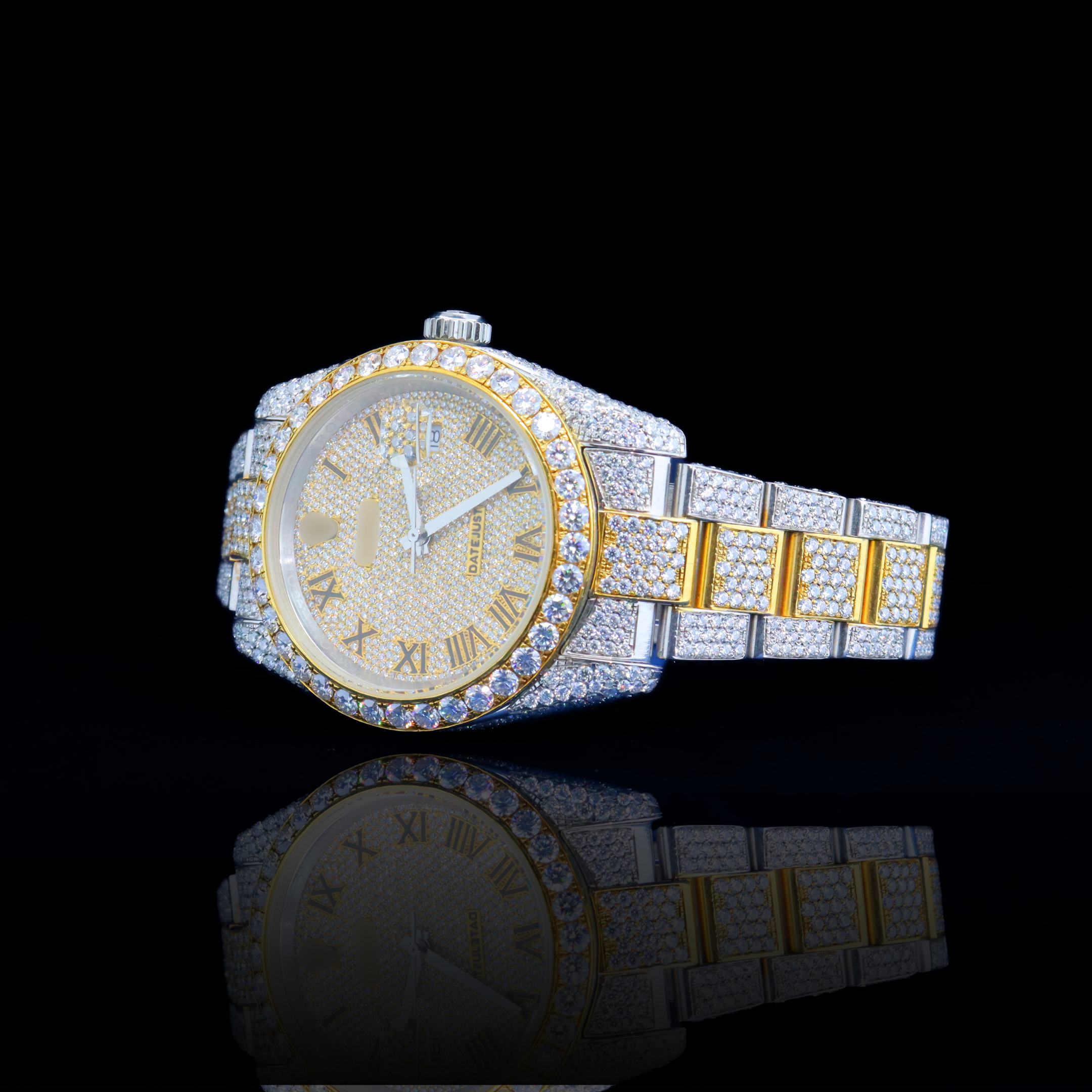 14K/18K Moissanite Cartier inspire Roman Numeral Bling Watch