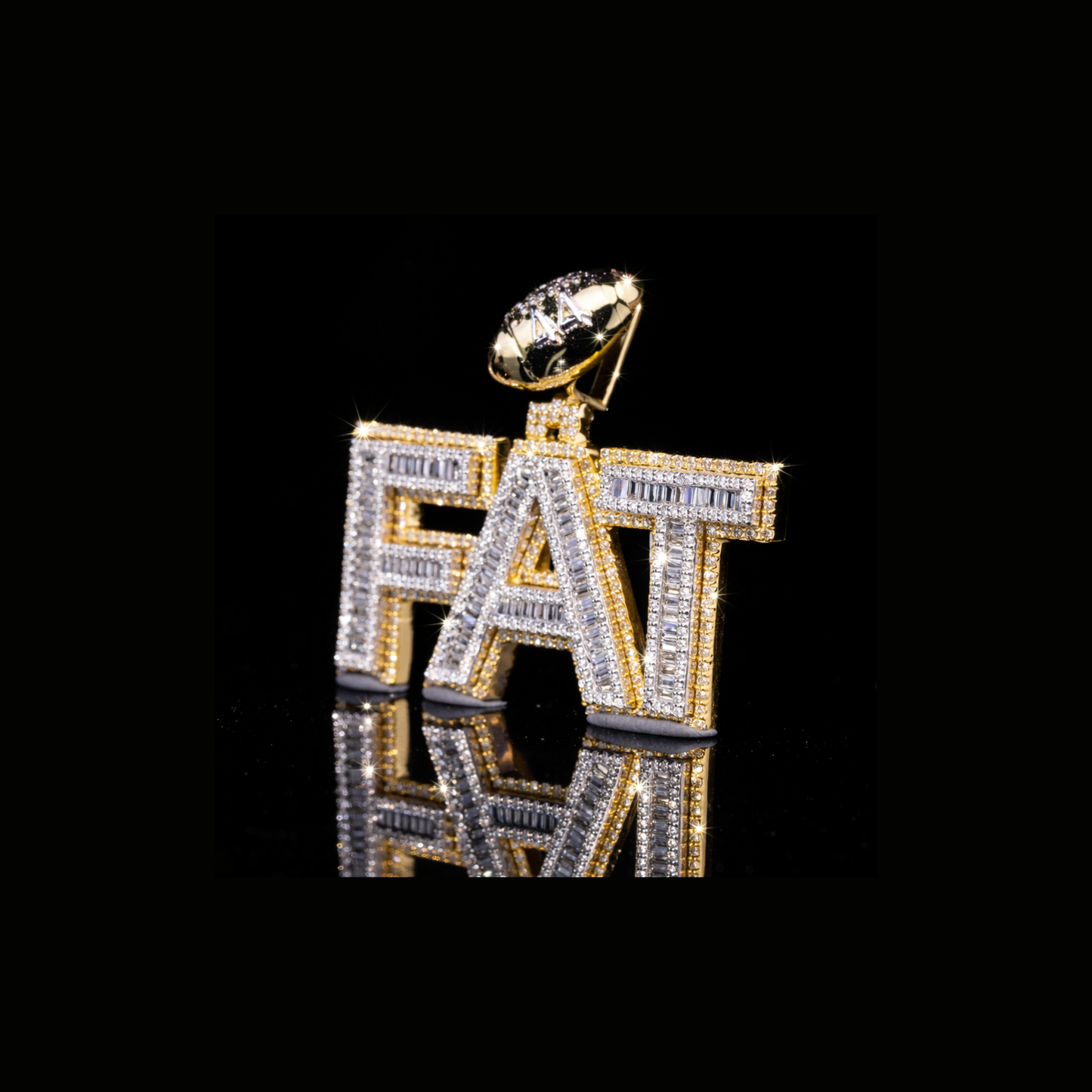 Custom Diamond Name Pendant in Solid Gold – Baguette & Pave Hip Hop Pendant