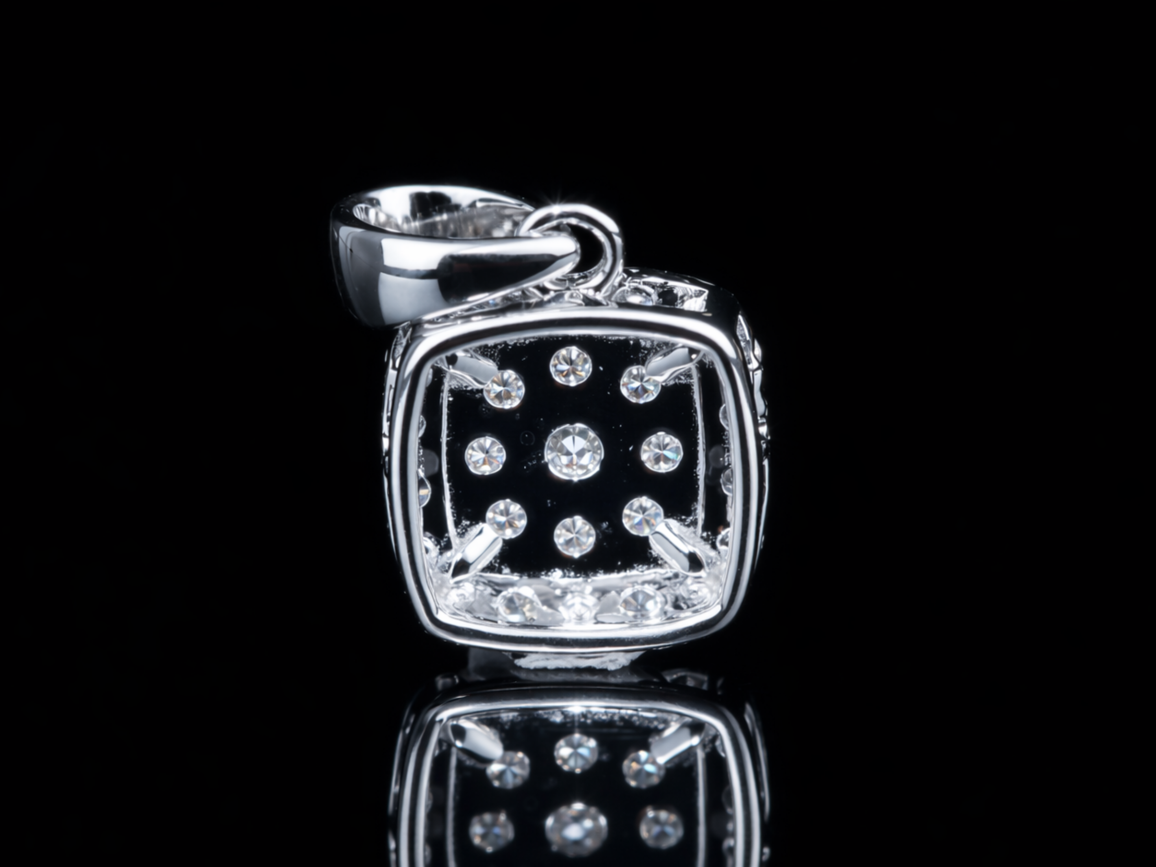 Square Halo Diamond Pendant | 18K, 14K, 10K Gold & Silver