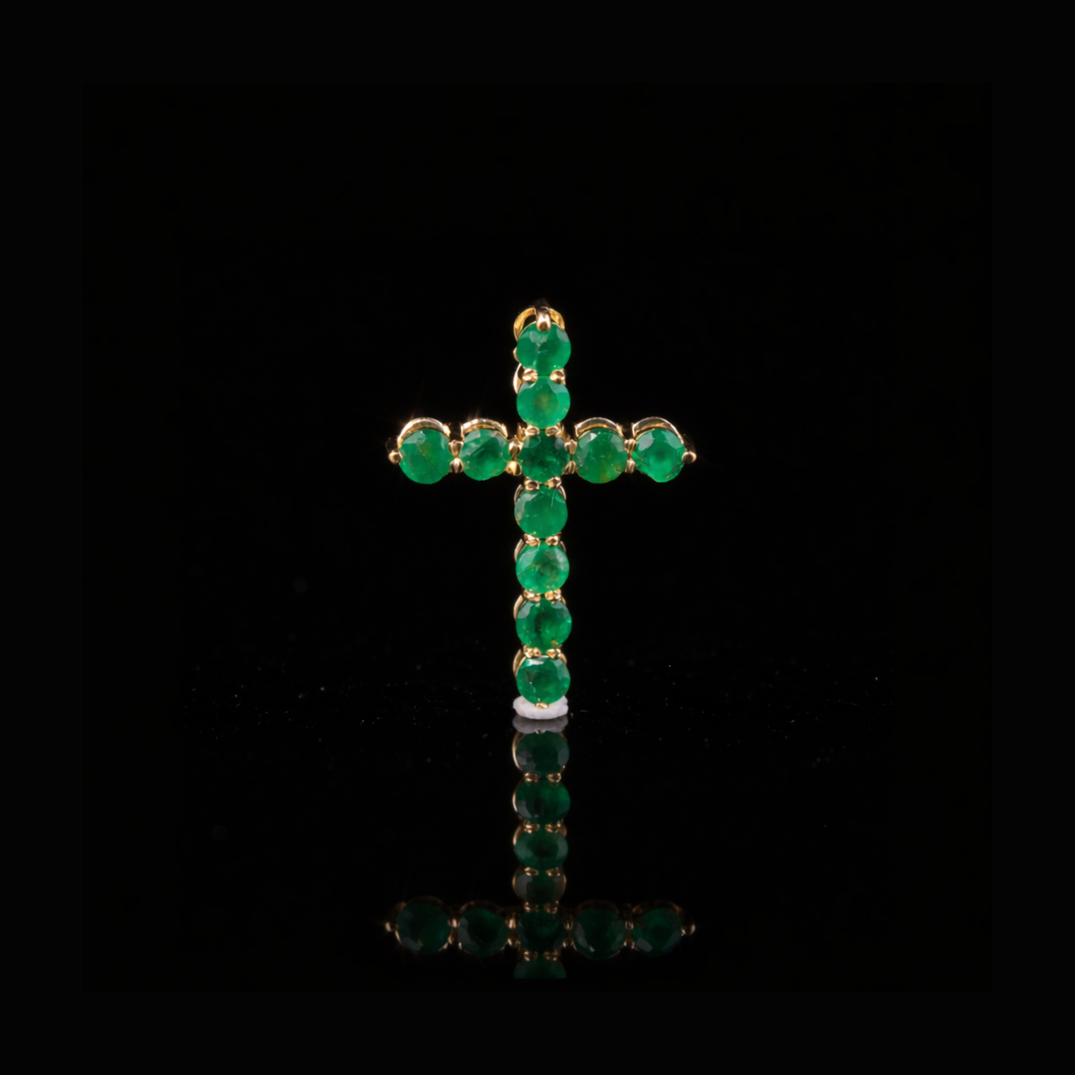 Solid Gold Green Stone Cross Pendant – Religious Gold Jewelry
