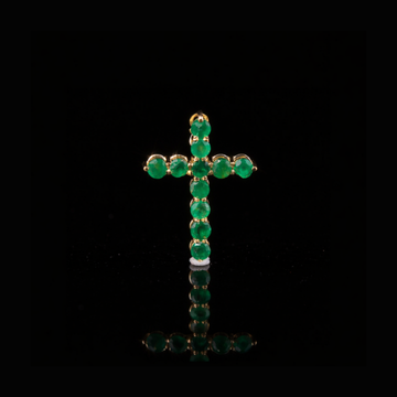Solid Gold Green Stone Cross Pendant – Religious Gold Jewelry