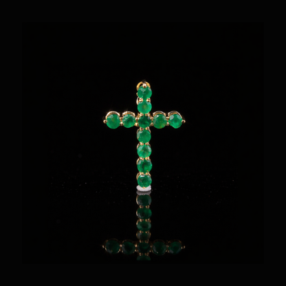 Solid Gold Green Stone Cross Pendant – Religious Gold Jewelry