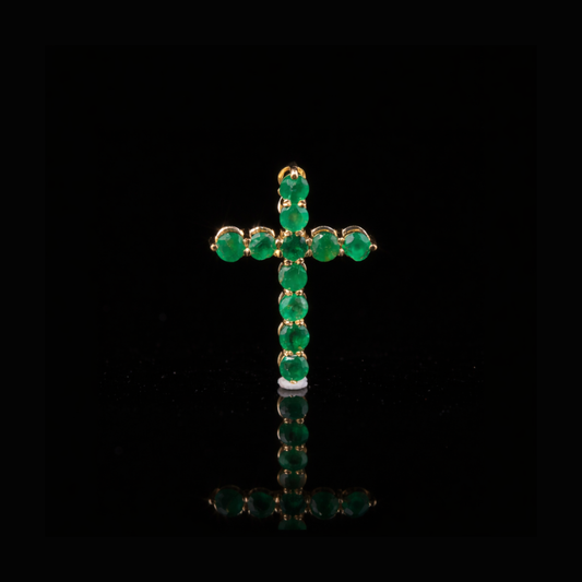 Solid Gold Green Stone Cross Pendant – Religious Gold Jewelry
