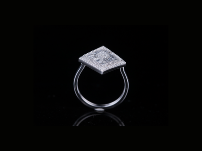 Luxury Baguette Diamond Square Ring | Iced-Out Gold & Silver Statement Ring (18KT, 14KT, 10KT Available)