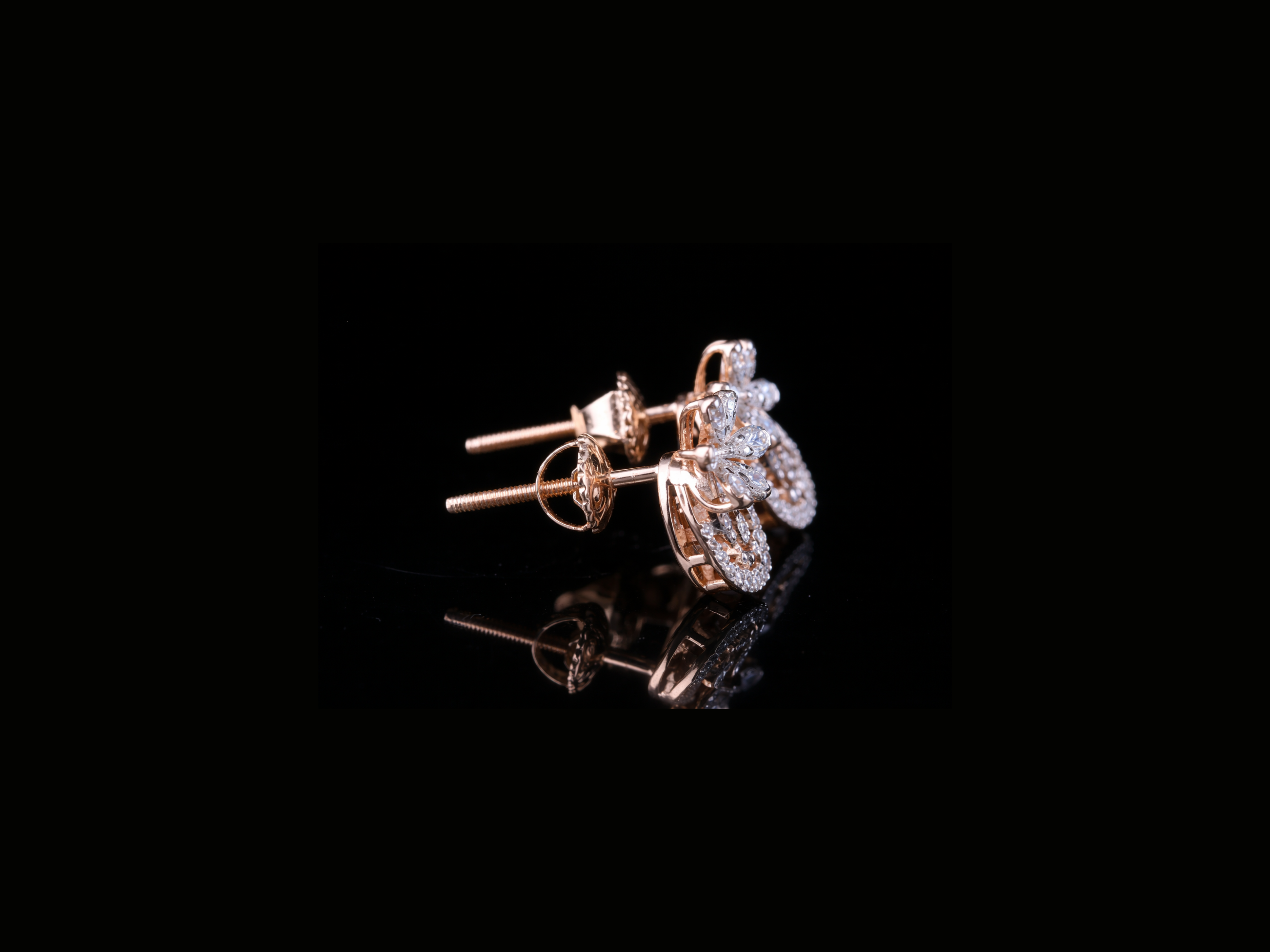 Luxury Diamond Floral Swirl Earrings | 18K, 14K, 10K Gold & Silver
