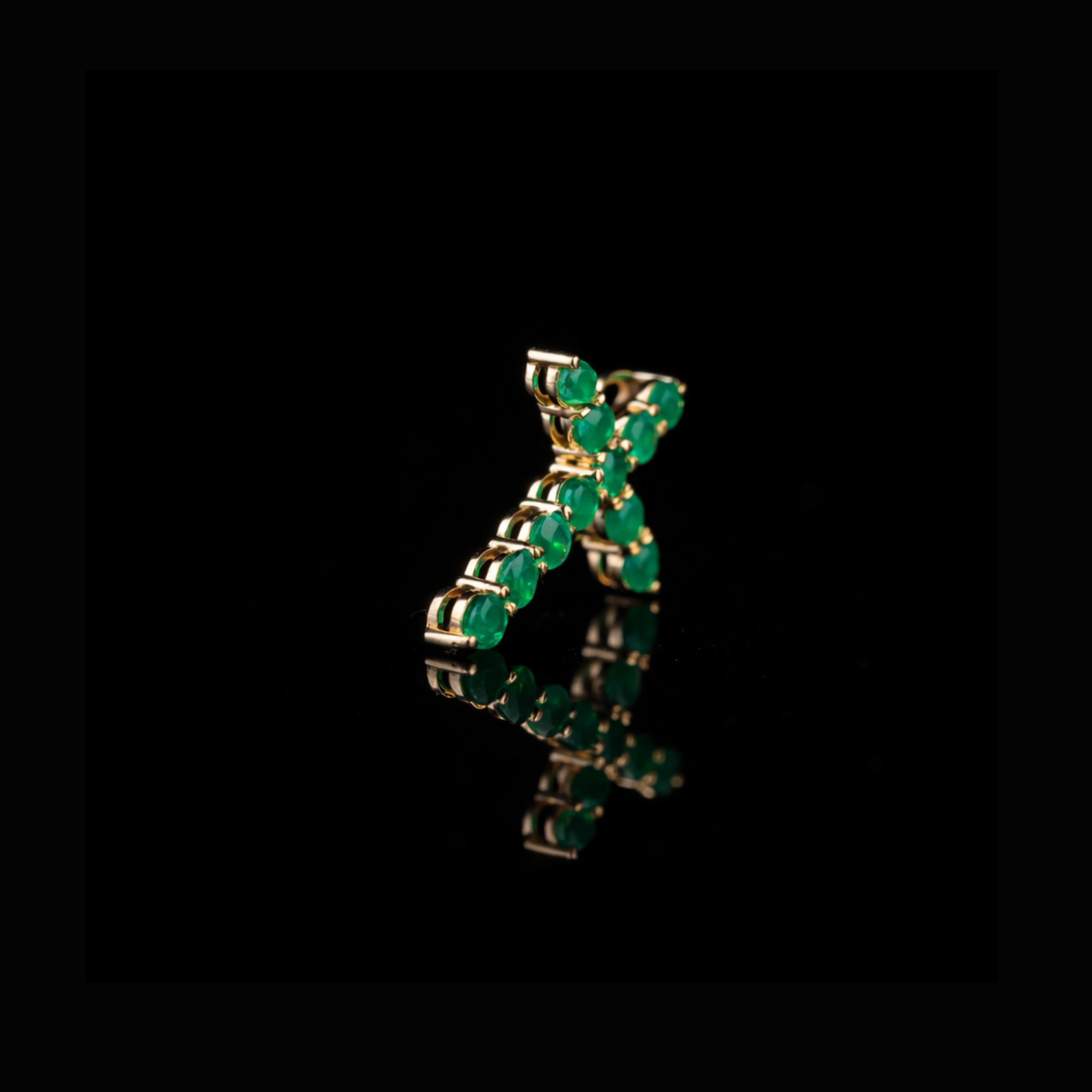 Solid Gold Green Stone Cross Pendant – Religious Gold Jewelry