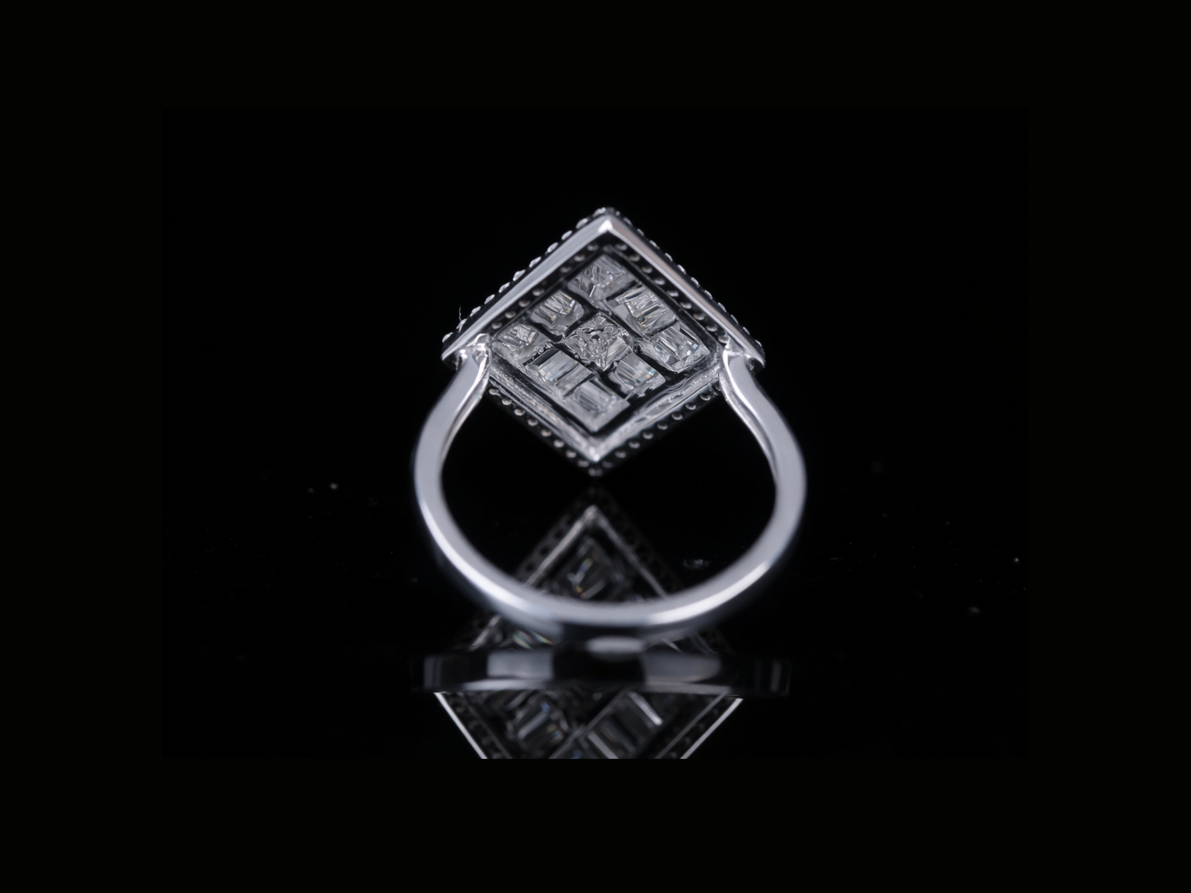 Luxury Baguette Diamond Square Ring | Iced-Out Gold & Silver Statement Ring (18KT, 14KT, 10KT Available)