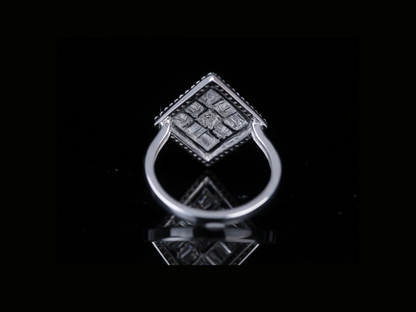 Luxury Baguette Diamond Square Ring | Iced-Out Gold & Silver Statement Ring (18KT, 14KT, 10KT Available)