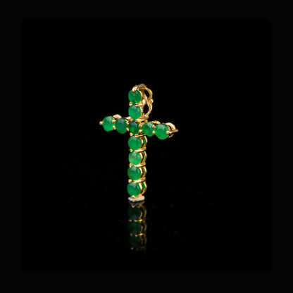Solid Gold Green Stone Cross Pendant – Religious Gold Jewelry