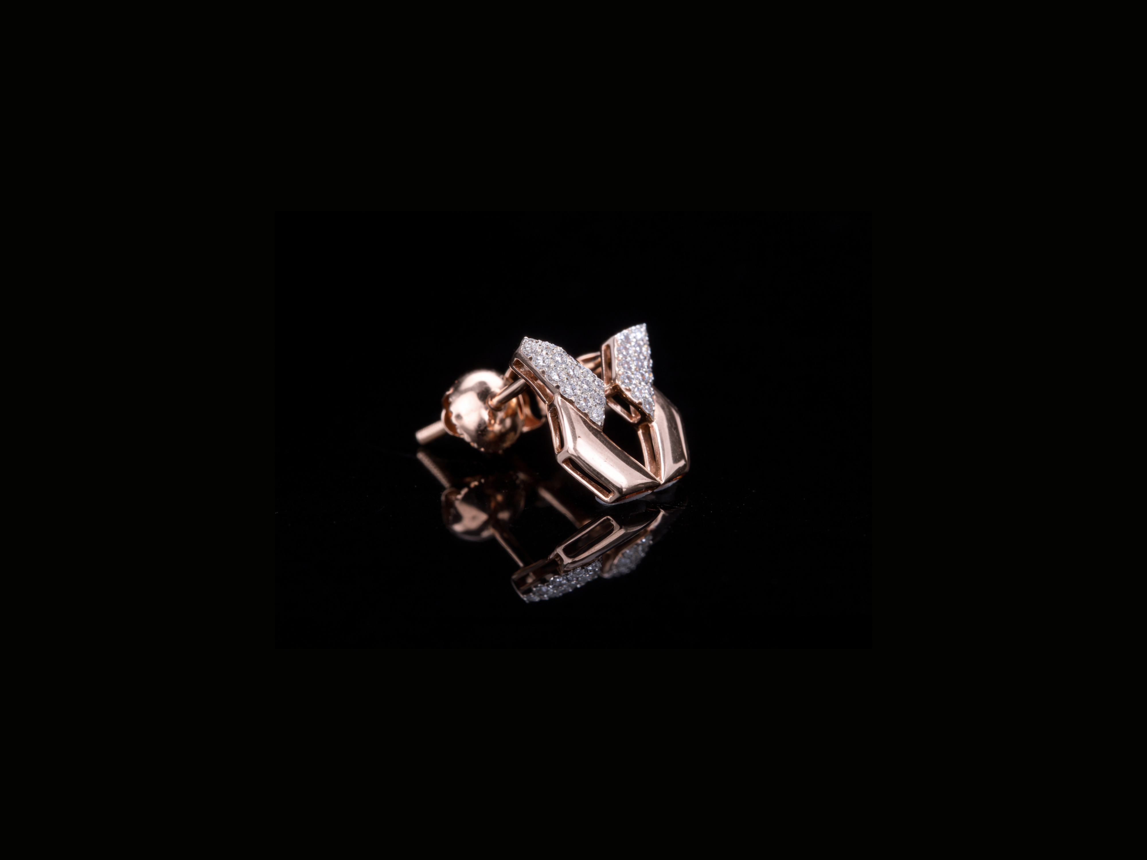 Luxury Diamond V-Shape Stud Earrings | 18K, 14K, 10K Gold & Silver
