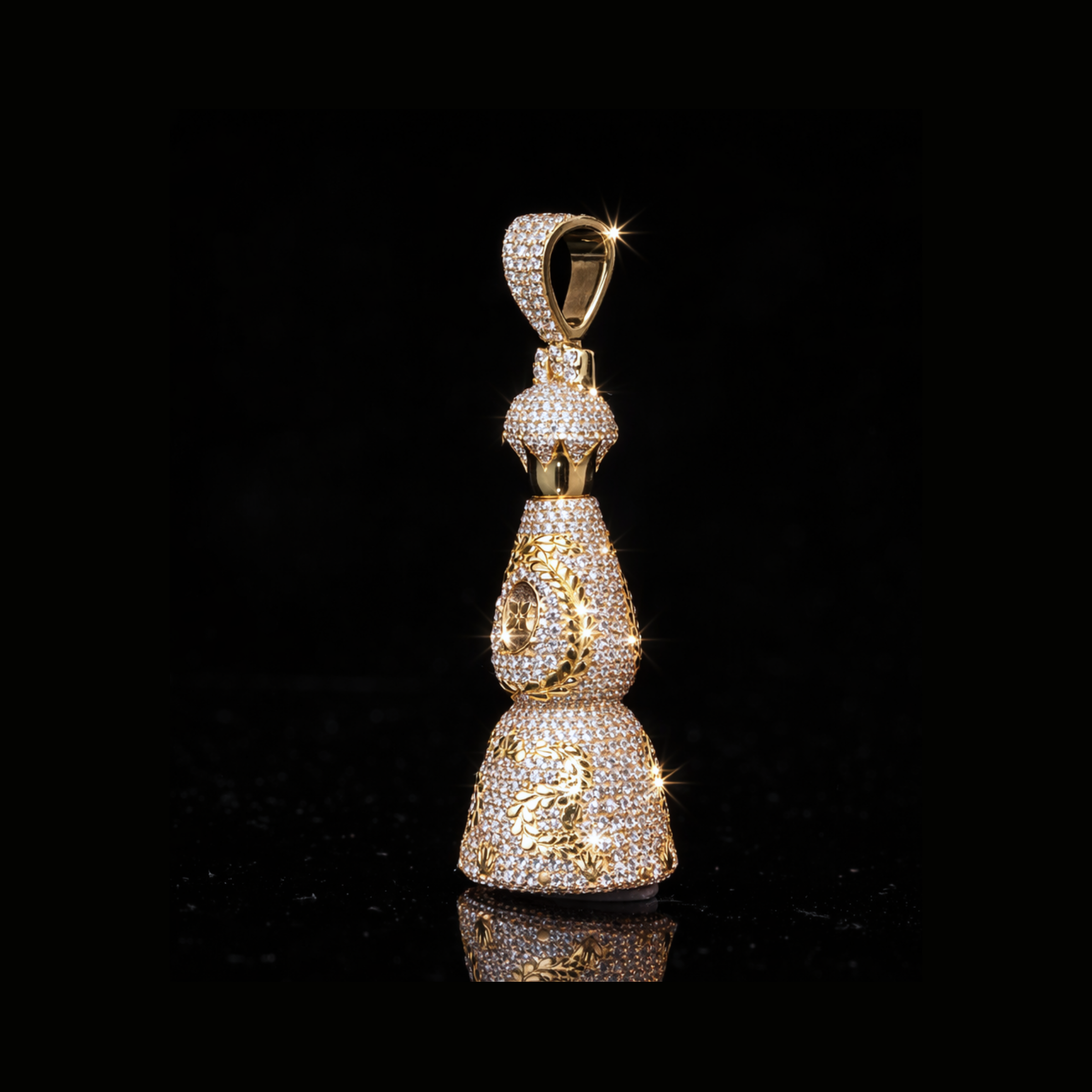 Iced Out Gold Bell Pendant – Diamond Hip Hop Pendant in 14K 18K 10K Gold