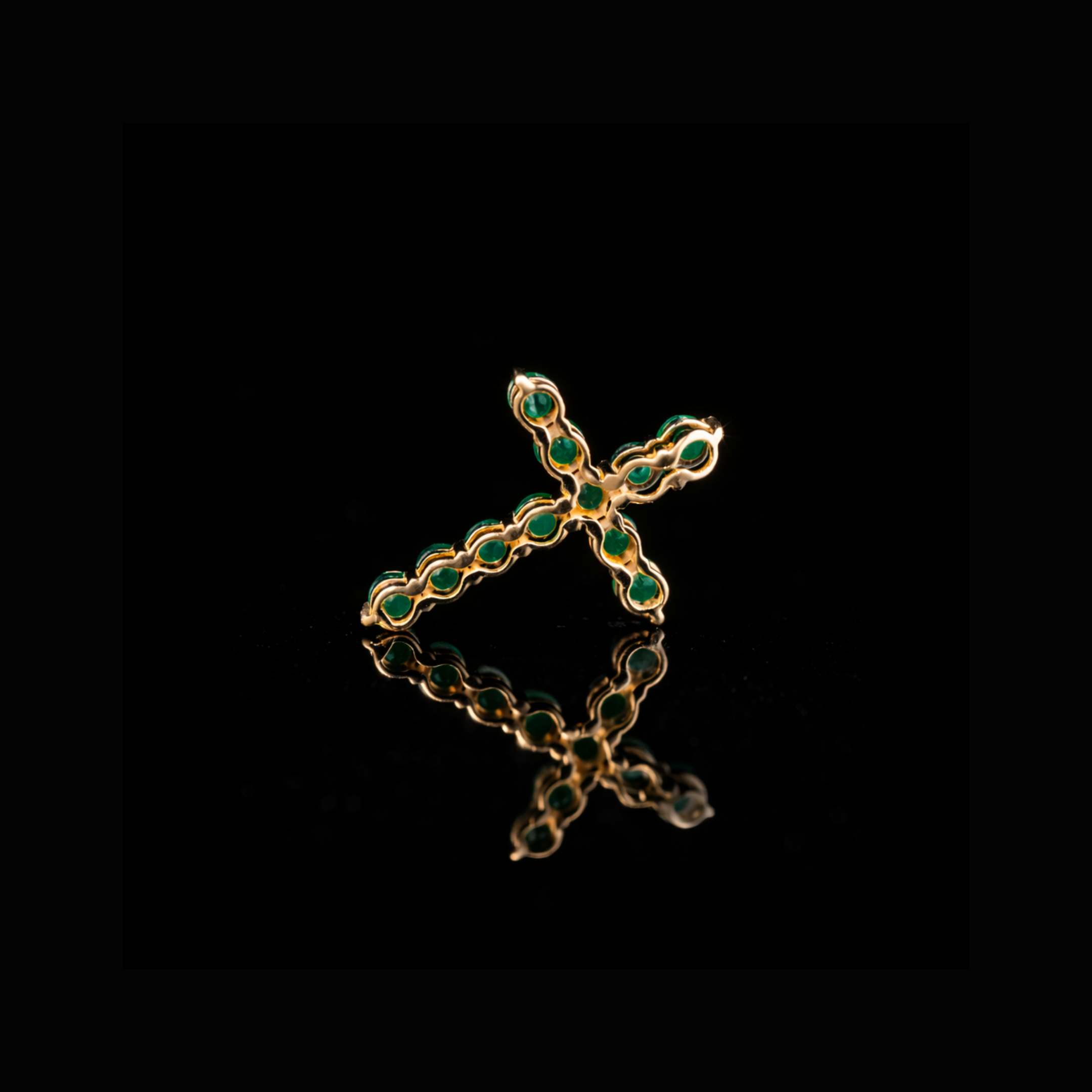 Solid Gold Green Stone Cross Pendant – Religious Gold Jewelry