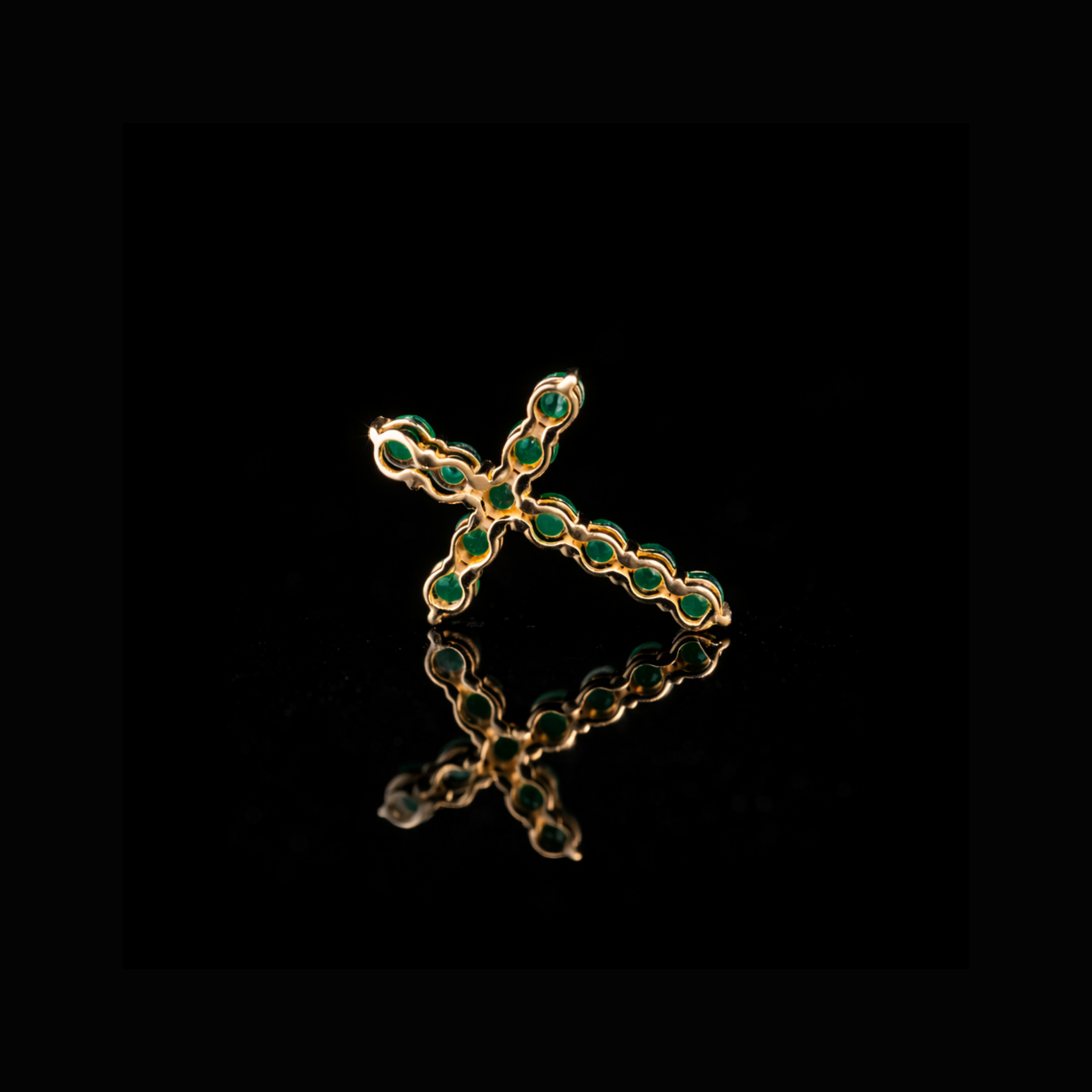 Solid Gold Green Stone Cross Pendant – Religious Gold Jewelry