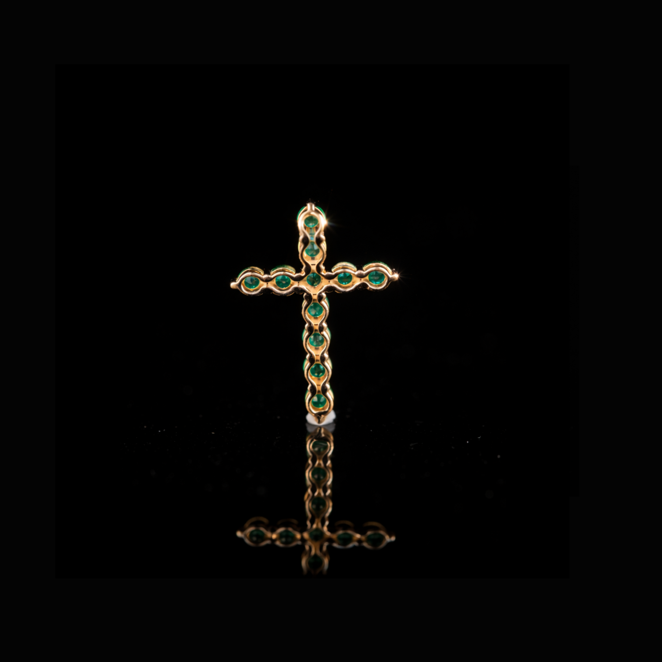 Solid Gold Green Stone Cross Pendant – Religious Gold Jewelry