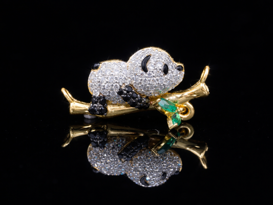 Luxury Diamond Panda Pendant Necklace | 18K, 14K, 10K Gold & Silver