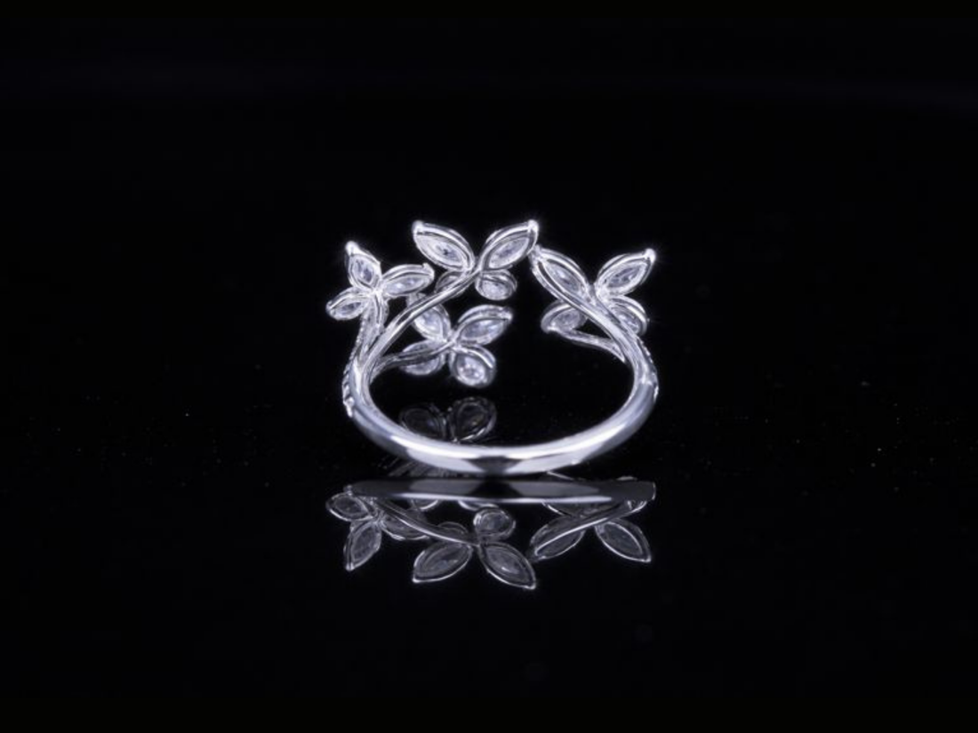 Floral Diamond Ring | Luxury Flower-Inspired Diamond Ring in Gold & Silver