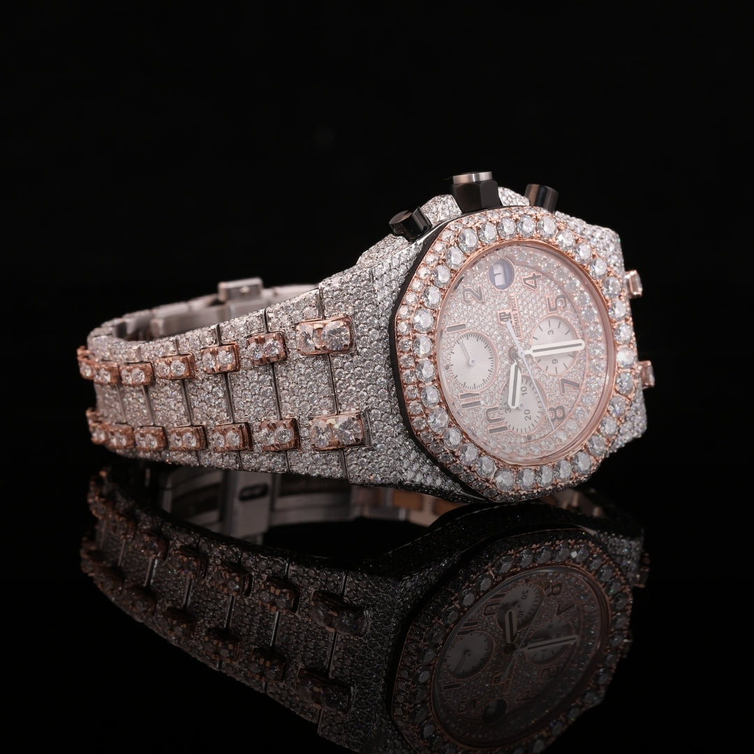 iced out gold silver diamond watch luxury style