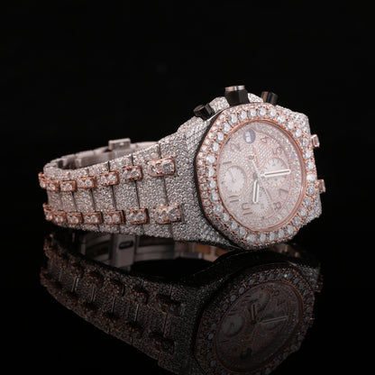 iced out gold silver diamond watch luxury style