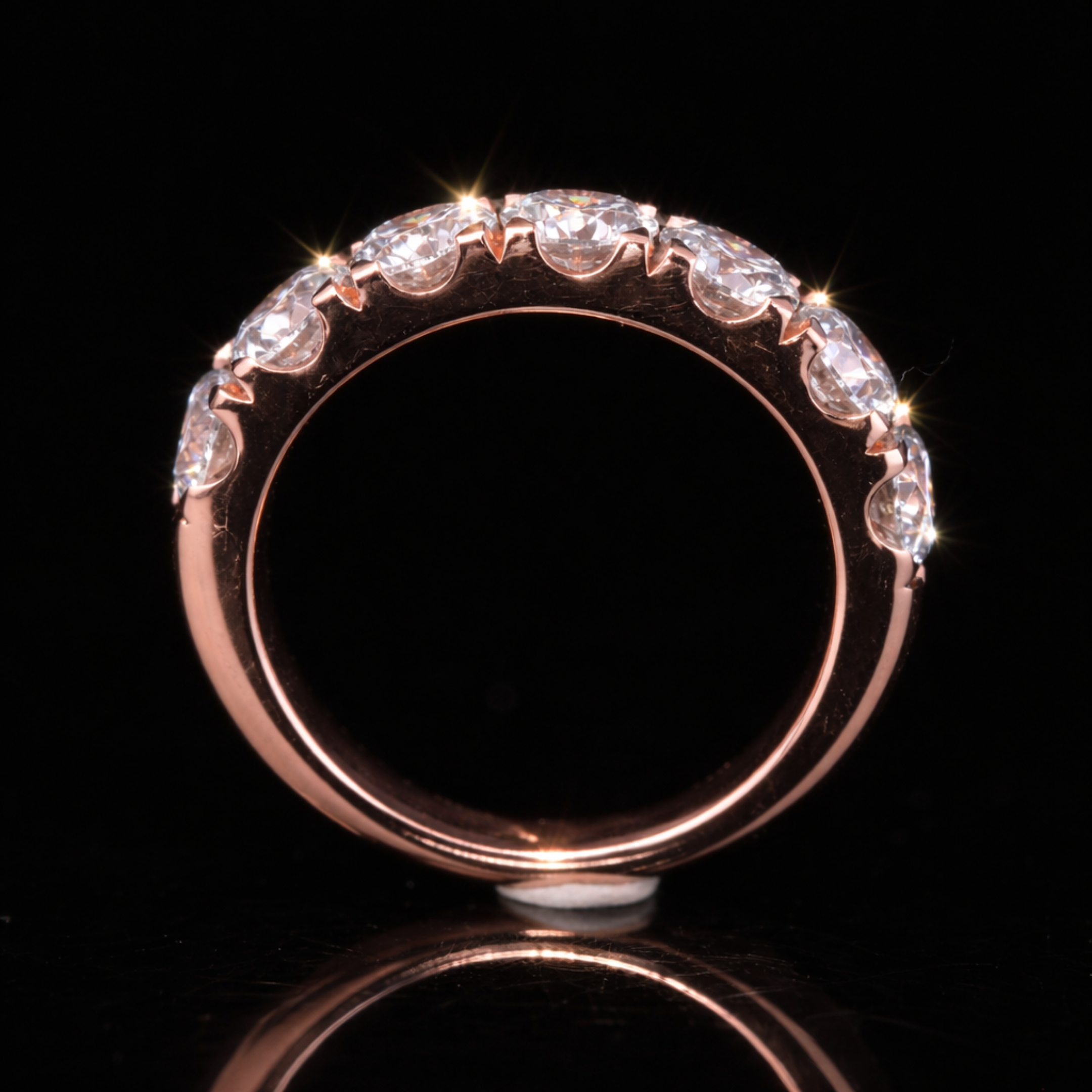 Round Cut Moissanite Eternity Band in 18KT, 14KT, 10KT Gold & Silver
