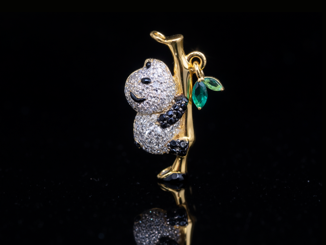 Luxury Diamond Panda Pendant Necklace | 18K, 14K, 10K Gold & Silver