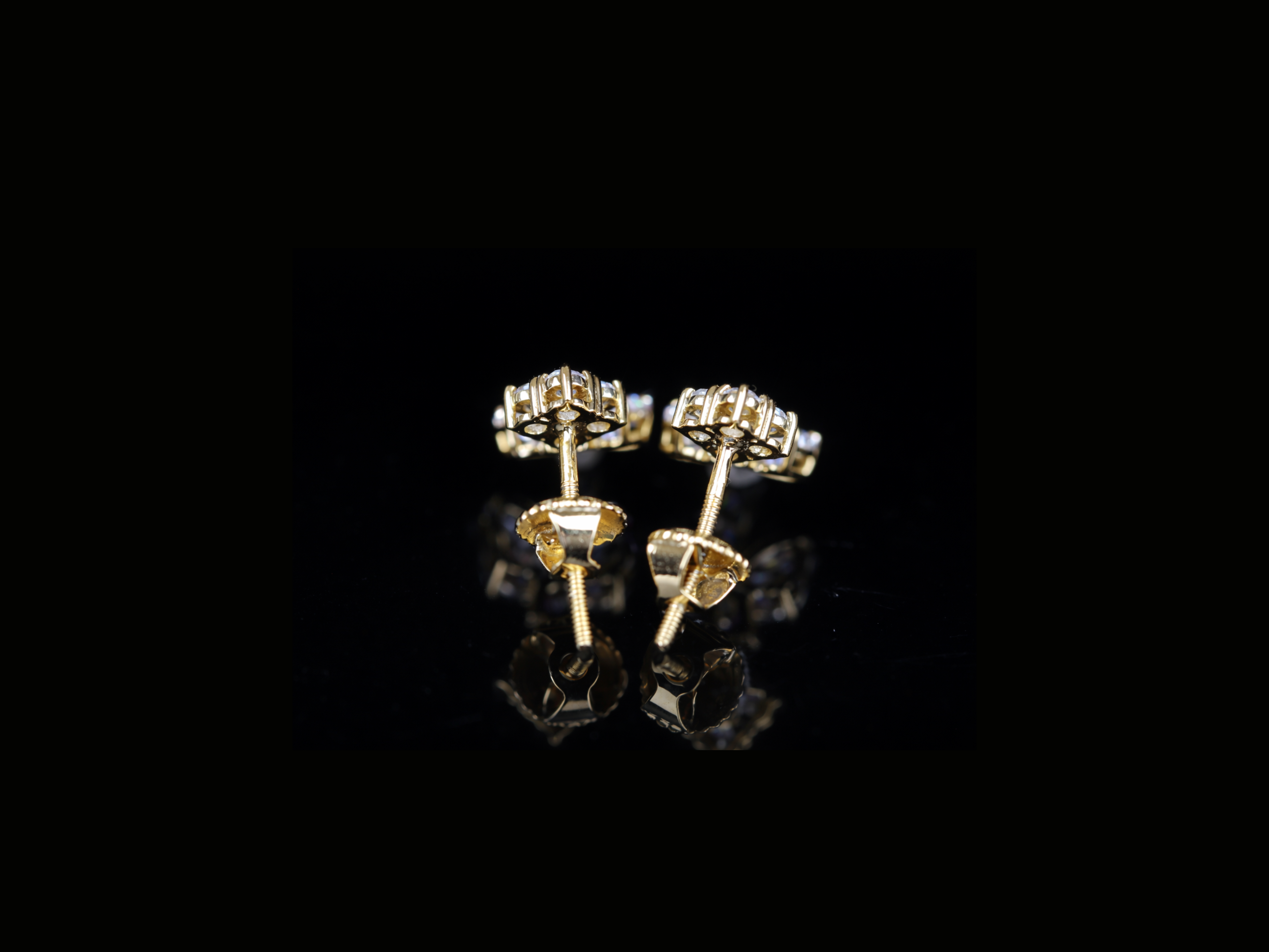 Luxury Diamond Floral Drop Stud Earrings | 18K, 14K, 10K Gold & Silver