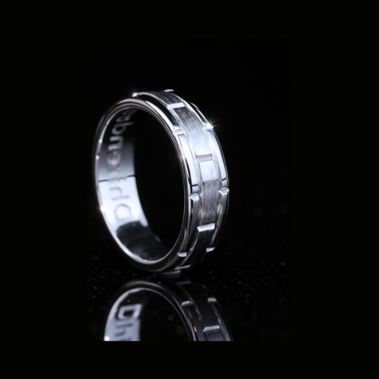 Mens White Gold Wedding Band – Brushed Finish Modern Gold Ring