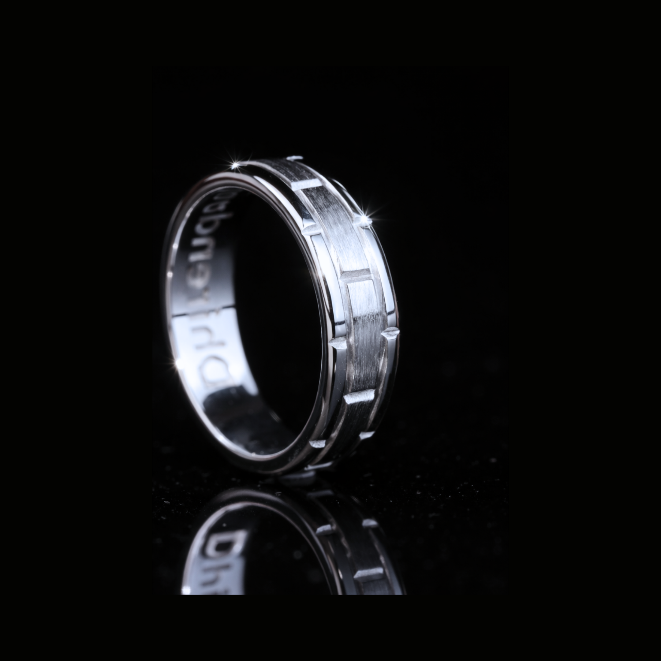 Mens White Gold Wedding Band – Brushed Finish Modern Gold Ring