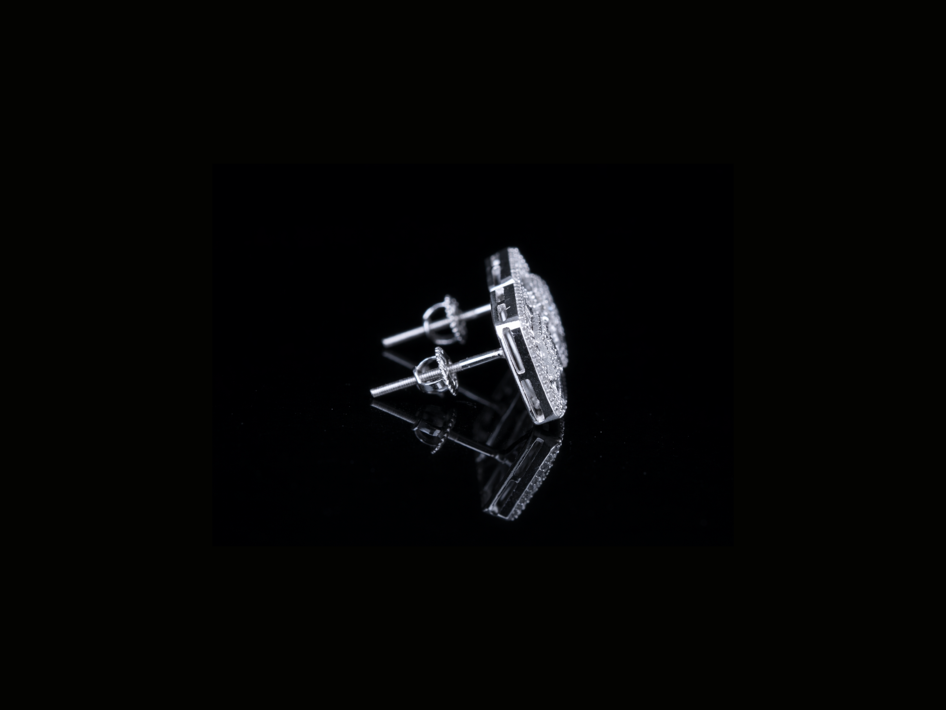 Luxury Square Baguette Diamond Stud Earrings | 18K, 14K, 10K Gold & Silver
