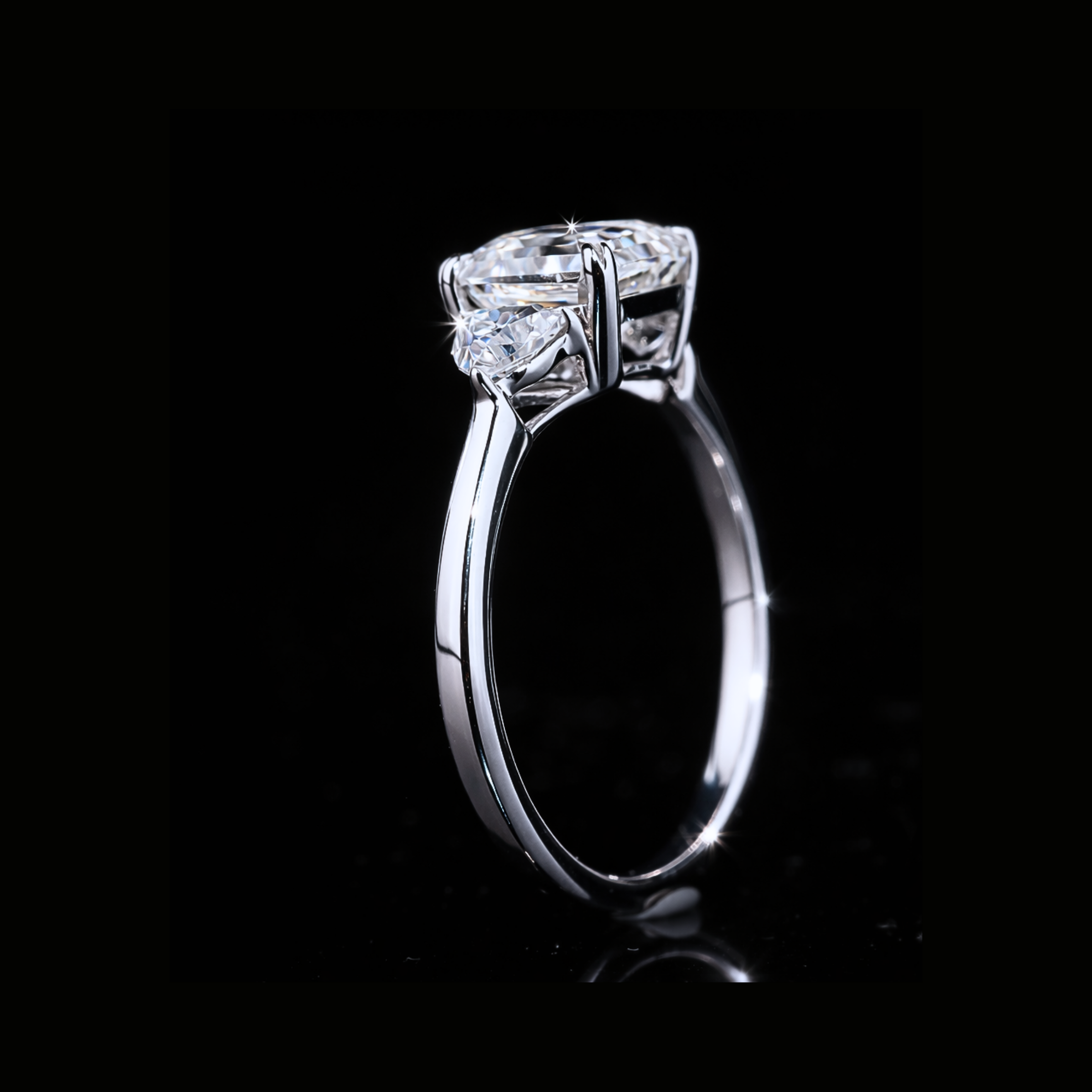 Asscher Cut Three Stone Diamond Ring – 14K 18K 10K Solid Gold Engagement Ring