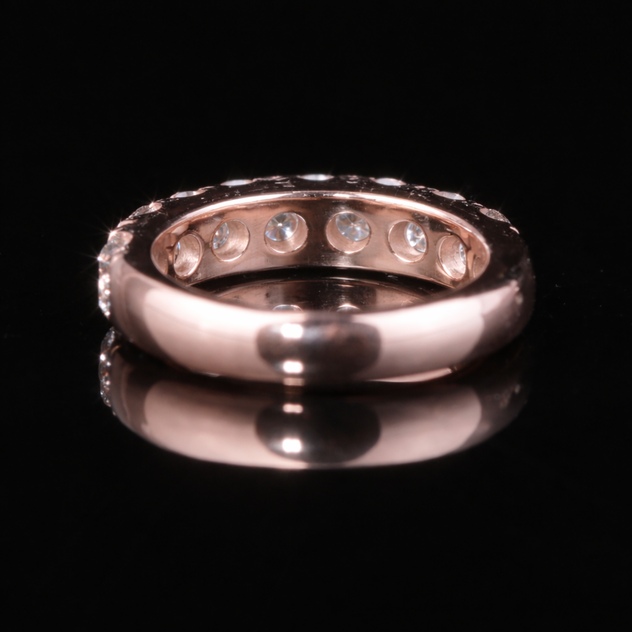 Round Cut Moissanite Eternity Band in 18KT, 14KT, 10KT Gold & Silver