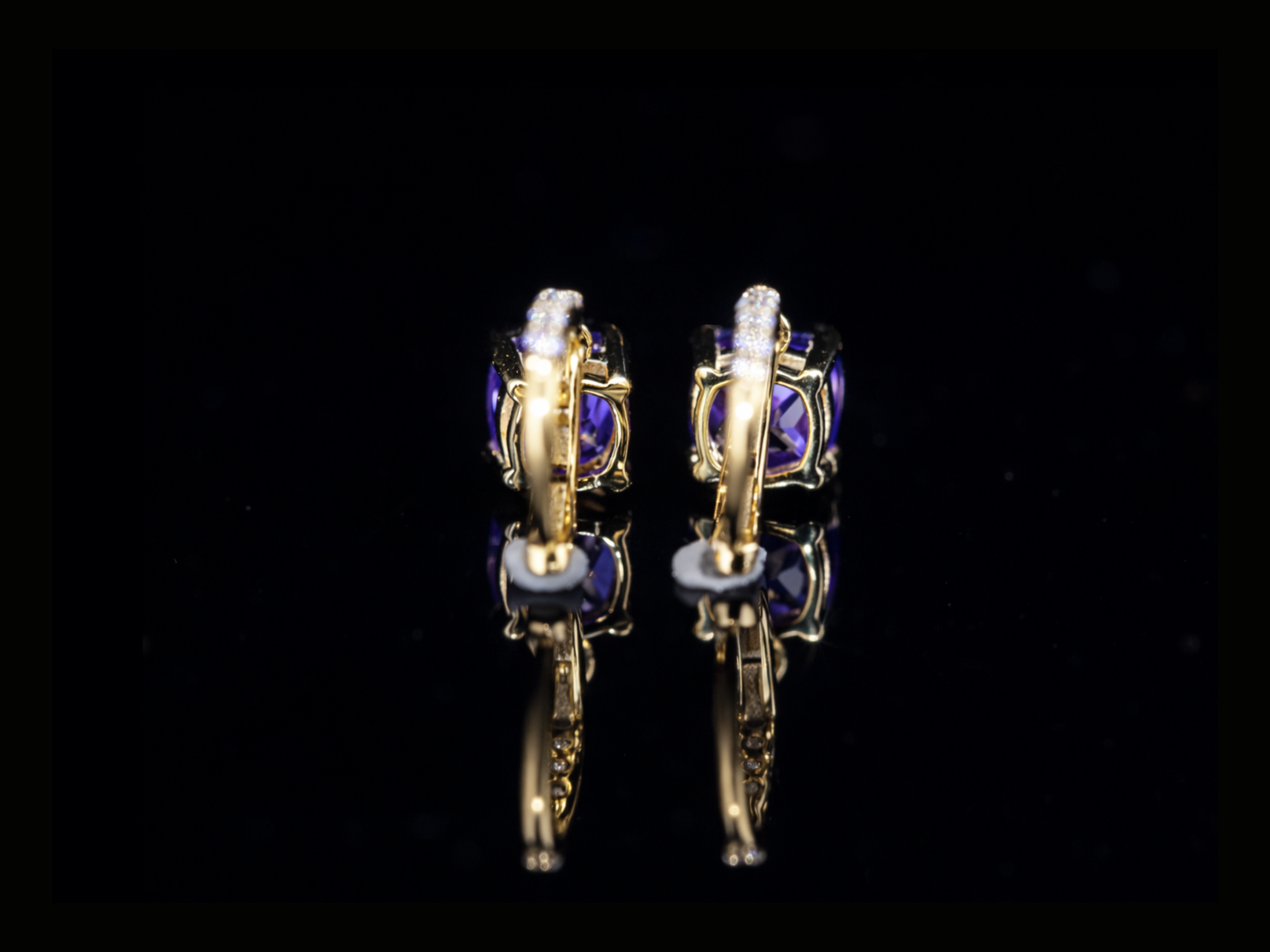 Luxury Purple Gemstone Diamond Drop Earrings | 18K, 14K, 10K Gold & Silver