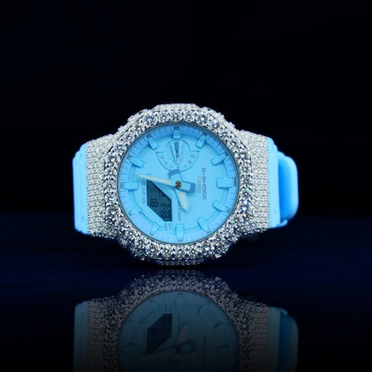 Moissanite G-shock customization Blue Frost watch