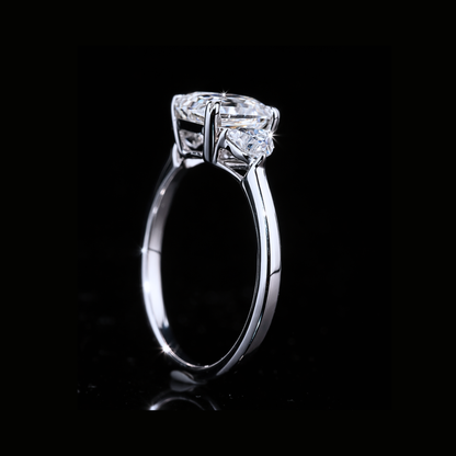 Asscher Cut Three Stone Diamond Ring – 14K 18K 10K Solid Gold Engagement Ring