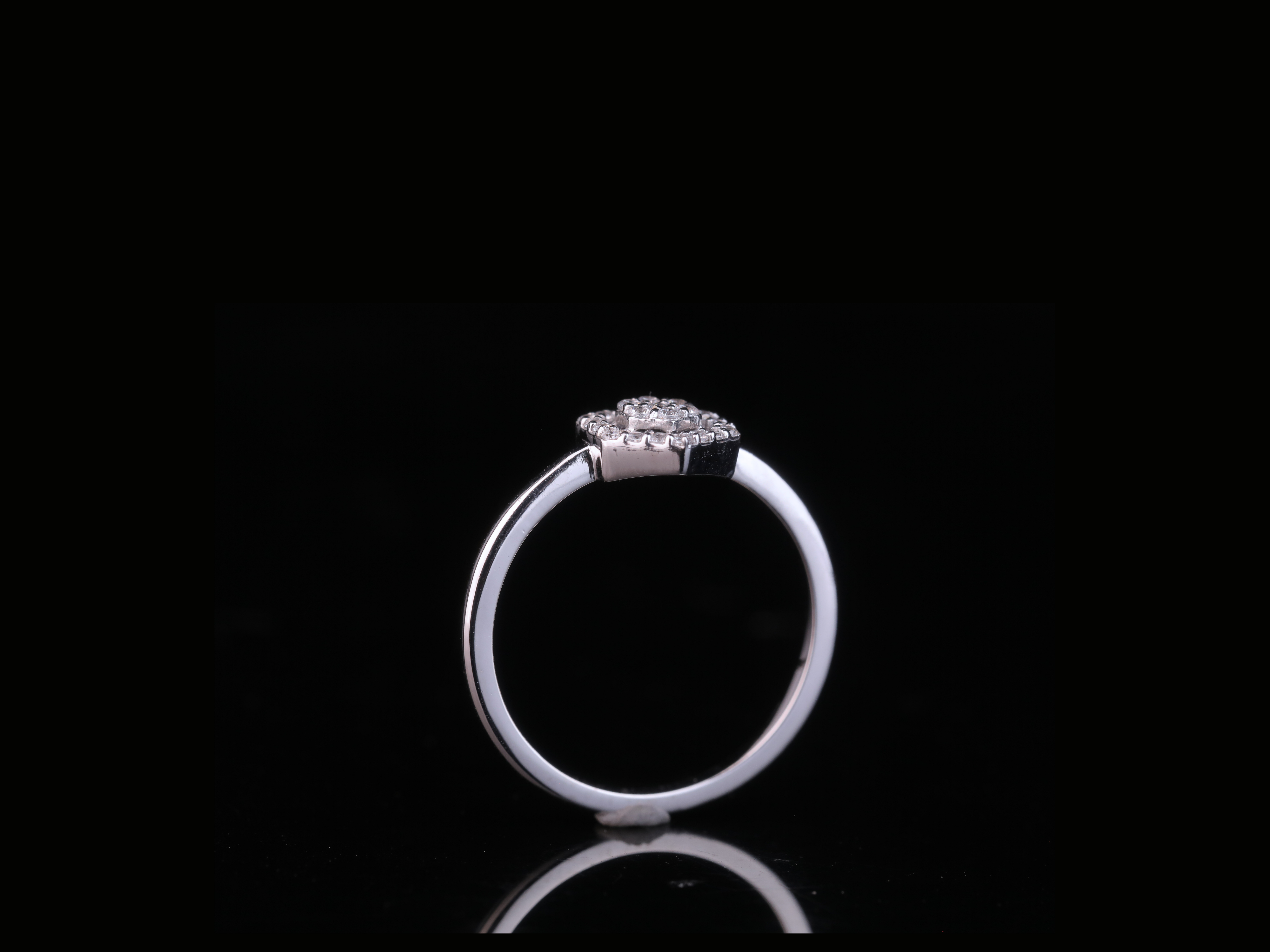 Hexagon Halo Diamond Ring | Modern Cluster Ring in 18KT, 14KT, 10KT Gold & Silver