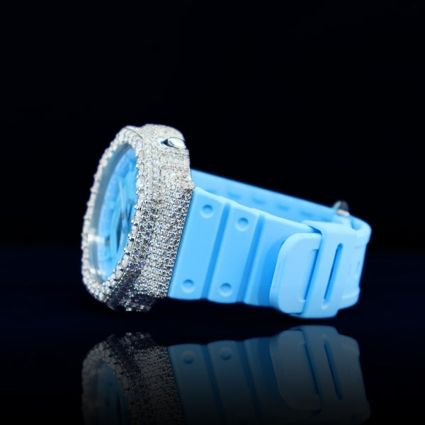 Moissanite G-shock customization Blue Frost watch