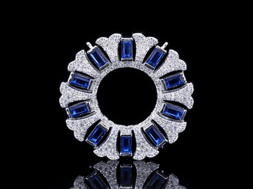 Luxury Blue Sapphire & Diamond Circle Pendant | 18K, 14K, 10K Gold & Silver
