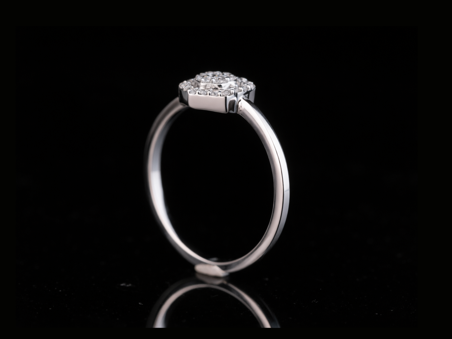 Hexagon Halo Diamond Ring | Modern Cluster Ring in 18KT, 14KT, 10KT Gold & Silver