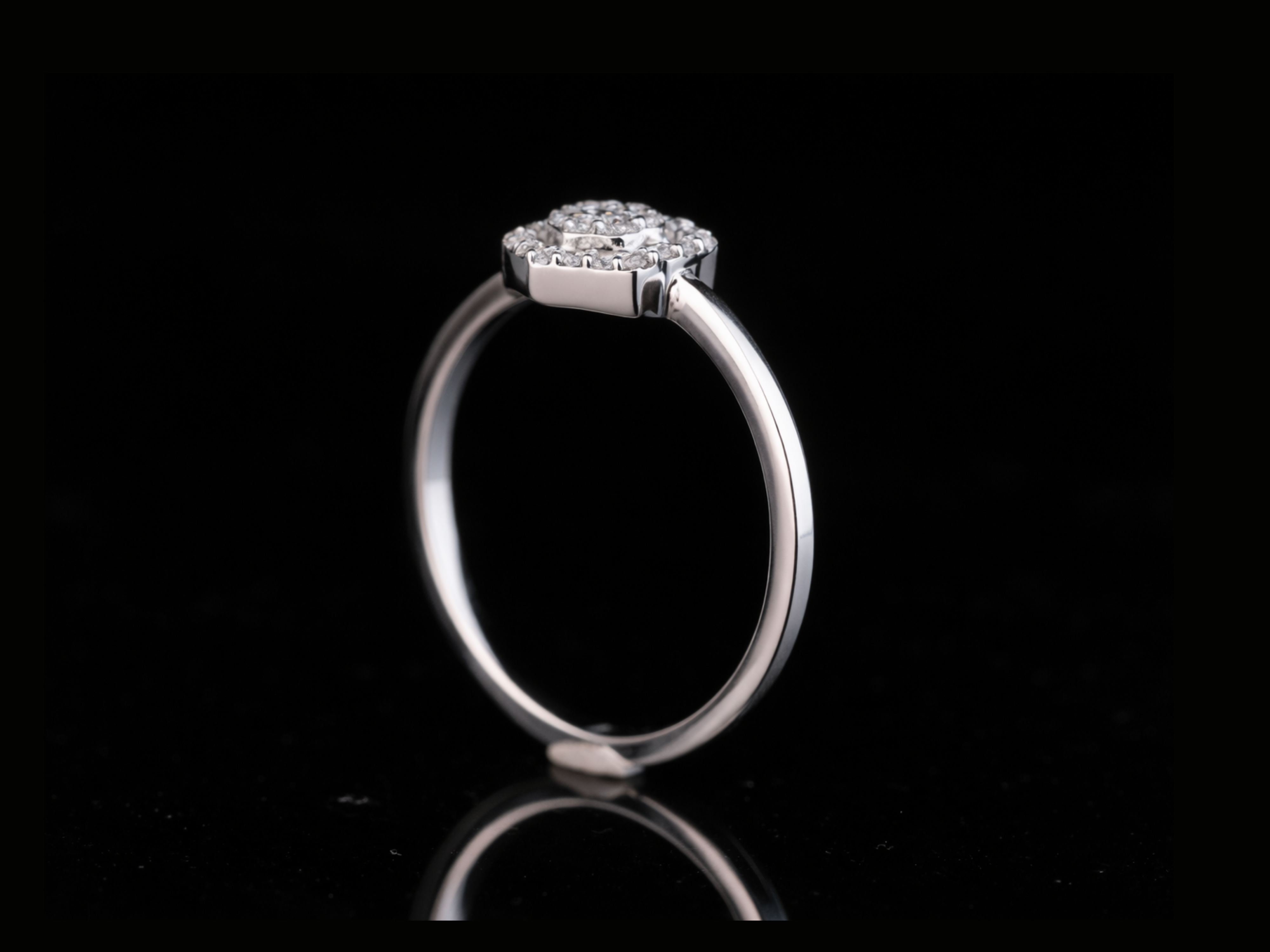 Hexagon Halo Diamond Ring | Modern Cluster Ring in 18KT, 14KT, 10KT Gold & Silver