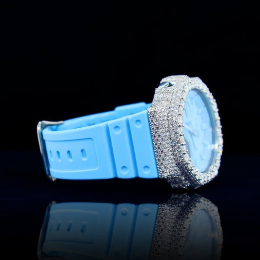 Moissanite G-shock customization Blue Frost watch