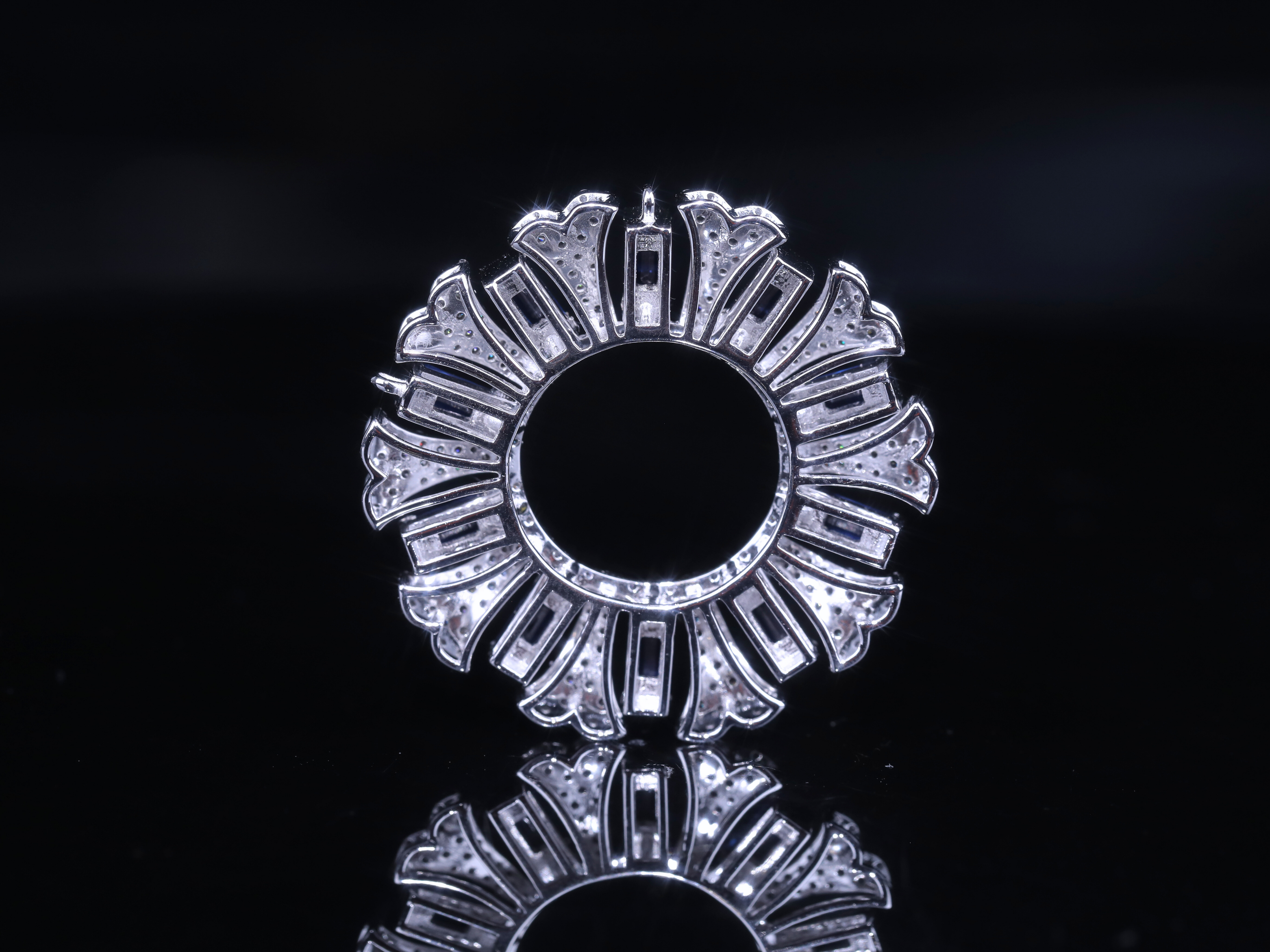 Luxury Blue Sapphire & Diamond Circle Pendant | 18K, 14K, 10K Gold & Silver