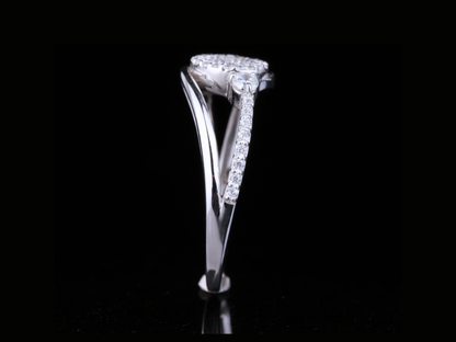 Round Pavé Diamond Ring with Side Stones | 18KT, 14KT, 10KT Gold & Silver