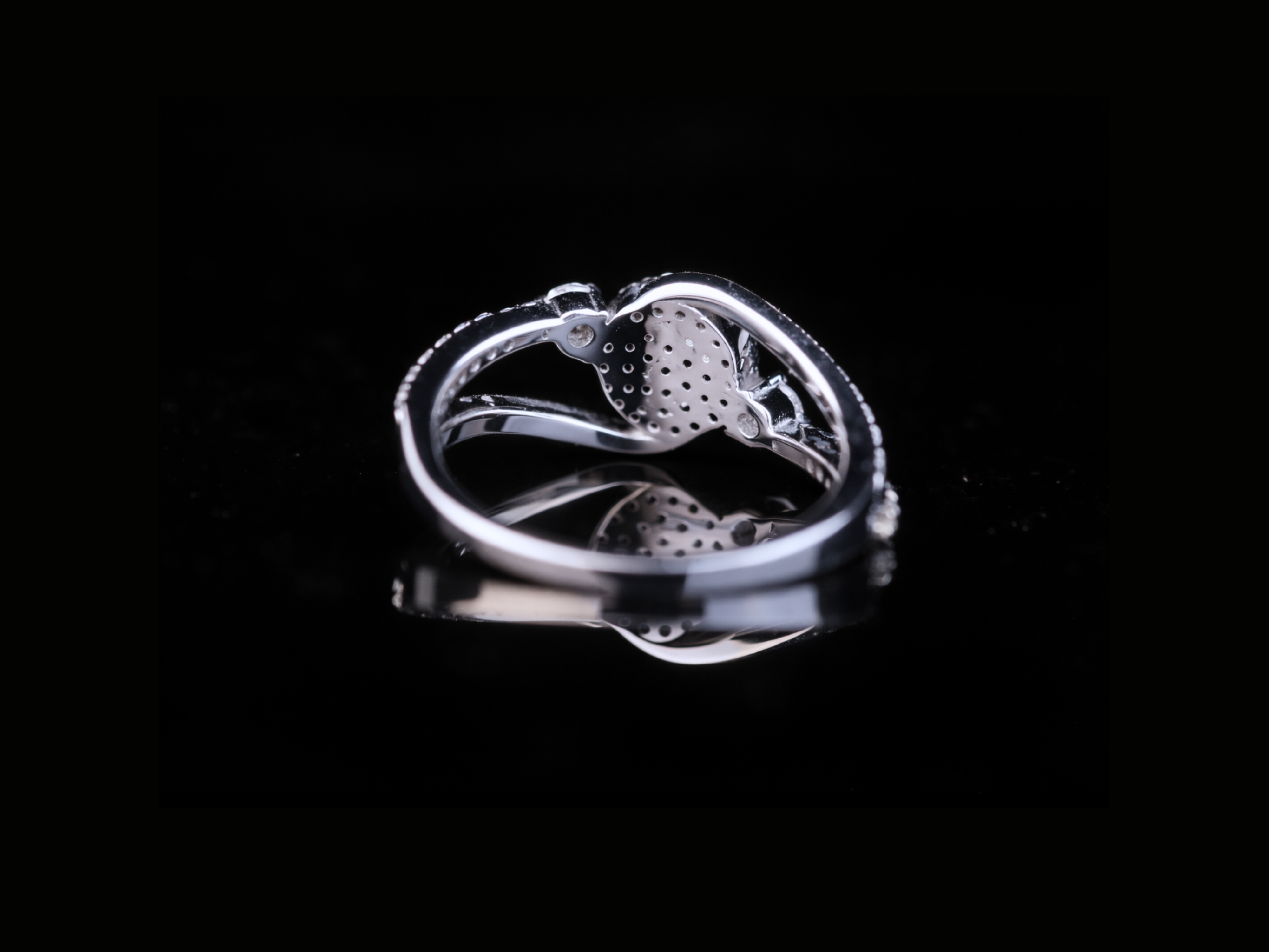 Round Pavé Diamond Ring with Side Stones | 18KT, 14KT, 10KT Gold & Silver