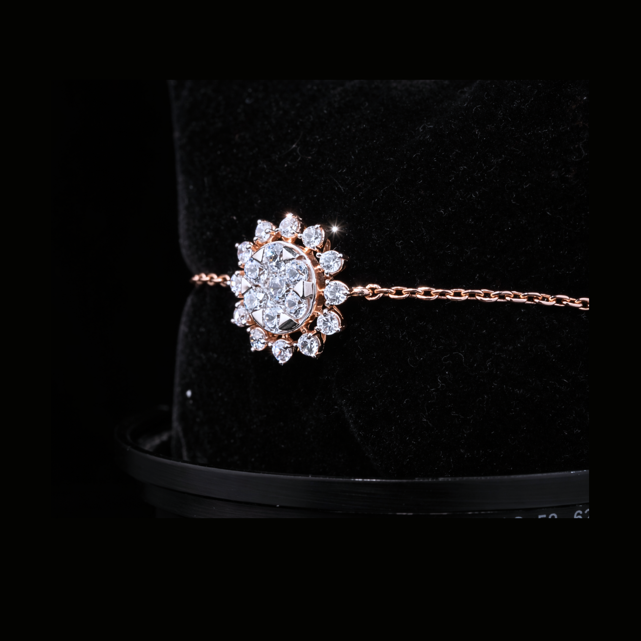 14K Rose Gold Diamond Bracelet – Halo Cluster Gold Bracelet for Women