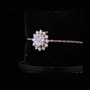 14K Rose Gold Diamond Bracelet – Halo Cluster Gold Bracelet for Women
