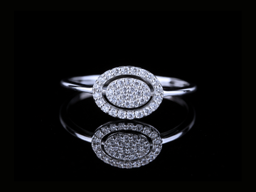 Oval Pavé Diamond Halo Ring | 18KT, 14KT, 10KT Gold & Silver Available