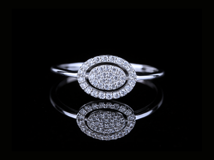 Oval Pavé Diamond Halo Ring | 18KT, 14KT, 10KT Gold & Silver Available